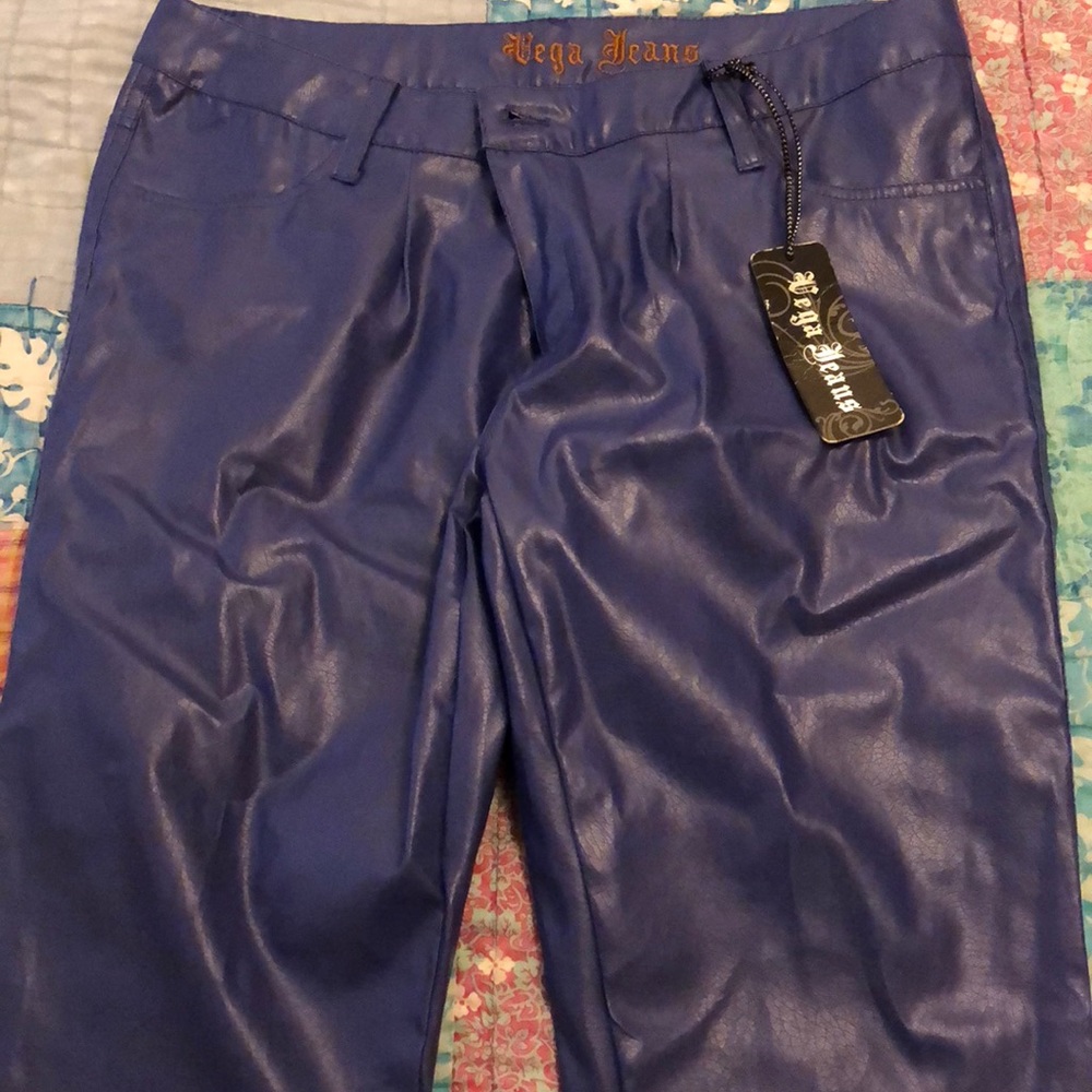 Faux leather jeans
